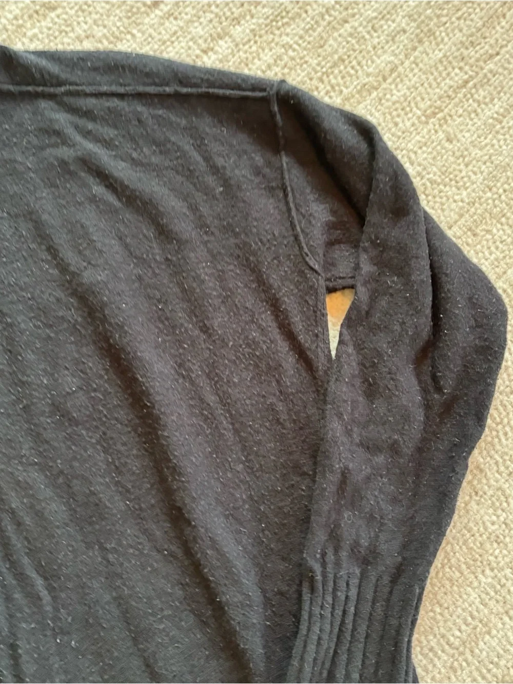 Free People Oversized Black Crewneck Pullover Sweater